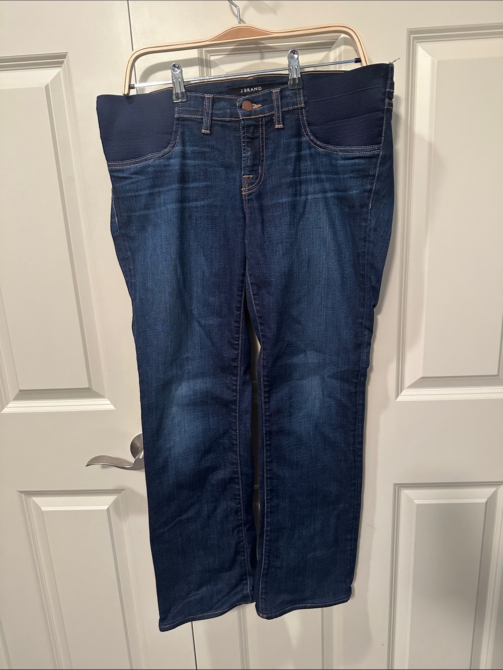 J Brand Navy and Dark Indigo Maternity Straight Leg Jeans
